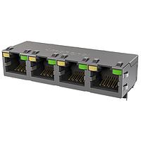 Amphenol Commercial Products RJE584885441 Connectors Standard Profile CAT5E RJ45 - 4 Port with LED, Shielded with EMI Tabs