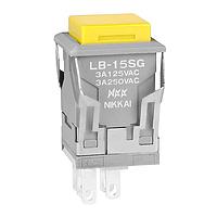 NKK Switches LB15SGW01-E Pushbutton Switches SPDT ON-(ON)W/RDCAP