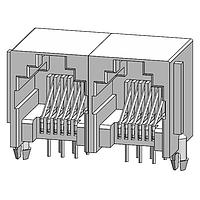 Amphenol Commercial Products RJE292660120 Modular Connectors / Ethernet Connectors 6P6C, Two Port, RA, No Shield, With Panel Stop, 15mm Depth