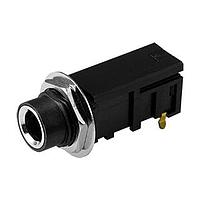 Same Sky (formerly CUI Devices) SJ-63053B Phone Connectors audio jack, 6.35 mm, horizontal, 3 conductor, through hole, 1 switch, w/ nut