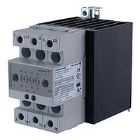 Carlo Gavazzi RGC3A60A30KGE Solid State Relays 3-pole DIN-rail mount SSR, Zero-cross switching, Operating voltage (Ue): 42 - 660 Vac (1200 Vp), Rated current (Ie): 30 Aac, Control voltage (Uc): 20 - 275 Vac / 24 - 190 Vdc, Built-in overvoltage protection