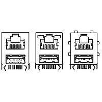 AMP Connectors - TE Connectivity 1775855-3 Stacked Modular Jack RJ45 stacked over USB