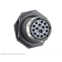 Eaton Souriau-Sunbank UTGX714D15SW Receptacles Jam nut receptacle, without backshell, with 15 female PCB contacts, IP68/69K in unmated conditions, keying W