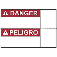 HellermannTyton 596-00397 Labels Pre-Printed Header Label, DANGER, Spanish/English, Perforated, 5.0" X 3.5", PET, Red, 250/roll