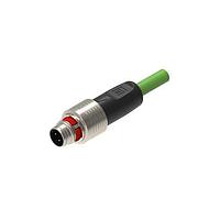 Lumberg Automation PP12M-MSSV4D-0342-0100 Sensor Cables / Actuator Cables M12 pigtail, Push Pull, similar PROFINET C-class, PUR green cable, shielded, male, straight, D-coded, 4-Pin, 2x2x0.34mm, twisted pair, PoE