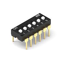 Wurth Elektronik 418127270906 DIP Switches WS-DITV Dip Sw 6 Pin Horiz Box Typ Black