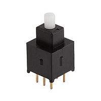 Same Sky (formerly CUI Devices) MPB04-2C54-S-CAP-WT-D Sealed Push Button, DPDT, 5.4 mm Push, Straight Terminal, White Cap, TH