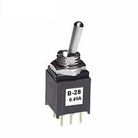 NKK Switches B28A1P Toggle Switches (ON)OFF(ON) THREADED BUSHING STRT PC .4VA