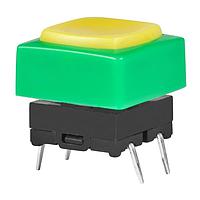 NKK Switches JB15KP-4EF Tactile Switches OFF-(ON) PC MOUNT YLW BUTTON/GRN FRAME
