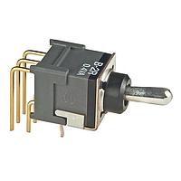 NKK Switches B2RJH Toggle Switches (ON)-OFF-ON .248 BAT RIGHT ANGL PC .4VA