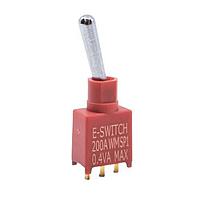 E-Switch 200AWMSP1T1A1M2RE Toggle Switches TOGGLE, 0.4VA 20VAC/VDC, SPDT On-On, Through Hole PC Pin