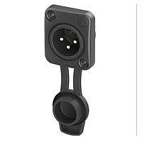 NEUTRIK NC3MDXX-TOP Connectors RECP airtight series 3 pole male - solder - black/gold - front mount, with cap