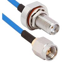 Amphenol SV Microwave MSSMA-085-FBSMA-060 RF Cable Assemblies SMA Straight M to SMA BKHD F 6"Cable