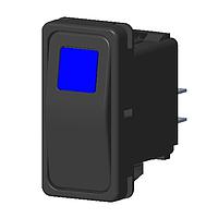 Carling Technologies V1B1B801-6WZ00-000 Contura Sealed Rocker Switch 1-pole, ON - None - OFF, 15A 24VDC not HP rated, Illuminated, Sealed Contura XI Rocker  Switch with Blue Lens/No Lens and .250 Tab (Q.C.), 8 Terminal base