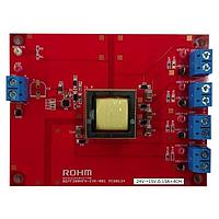 ROHM Semiconductor BD7F200HFN-EVK-001 Voltage Regulator - Switching Regulator BD7F200HFN-EVK-001 Evaluation Board deliveres four outputs 15 volts from an input 24 volts using BD7F200HFN-LB, Isolated Flyback DC-DC converter integrated circuit, with output current rating of maximum 0.15A.