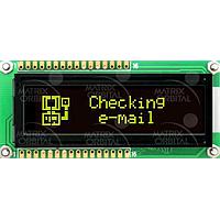 Matrix Orbital MOP-AL-162A-BTTY-25E-3IN LCD Character Display Modules Black Background Yellow Text