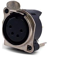 Io Audio Technologies IO-XLR4-F-BV Connectors 4-Pin XLR Chassis Connector, Female, Vertical, PCB, Ground Pin, Metal Face Plate