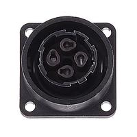 Amphenol Tuchel C01610G0030001 Connectors 3+PE Female receptacle with mounted gasket. Mounting hole  26.2. Suitable sealing for screws must be provided. For use with crimp contacts (sold separately).