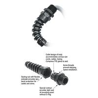 Heyco 3254 Liquid Tight FLEX LTF 3/8 NPT BLACK NO NUT