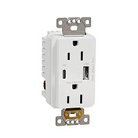 Square D SQR55153WH USB Type A USB A/C 5.4A CHARGR TR DUPLX 15A RECP WH