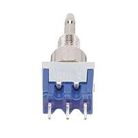 Nidec Components 8N1022-Z Sealed SPDT, ON-(ON), pushbutton, 1/4"-40 threaded bushing, straight PC terminals, 6A @ 125V AC