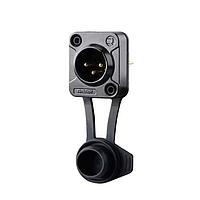 REAN RRX3M-Z-012-0 XLR Connectors Rean  XLR chassis connector, 3 pole male, airtight, PCBV, black/gold, BULK