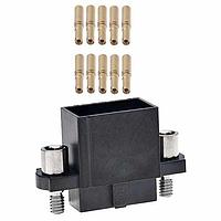 Harwin M80-4861042A Power to the Board 5+5 Pos. Female DIL 24-28AWG Cable Conn. Kit, Extended Wall, Jackscrews