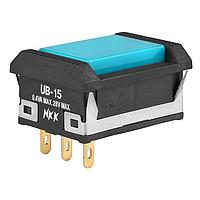 NKK Switches UB15NBKG01N-G Sealed RECT W/BARIER ON(ON) SOLDER LUG BLUE CAP