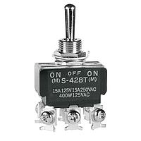 NKK Switches S428T Medium capacity standard size toggles DPDT (ON)-OFF-(ON) SCREW LUG
