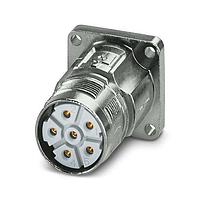 PHOENIX CONTACT 1628832 Connectors Device connector  front mounting  M23 PRO  straight  for standard and ONECLICK fast locking system  M23  No. of pos.: 5+PE  type of contact: Socket  Crimp connection  4x oe 3.2  flange dimensions: 28 mm x 28 mm