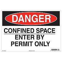 HellermannTyton 597-00074 Labels Danger Sign, 7" x 10", Confined Space Enter By Permit Only, Vinyl, Red, 25/pkg