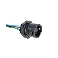 Amphenol LTW DC-02RFFS-RC8D30 Sensor Cables / Actuator Cables RBL, Large Size, Plastic, 20A, 02 pins, Female Connector, Female Contact, Circular, Push Lock With Latch, Solder, Receptacle With Cable/Wire, Length 300mm, IP68