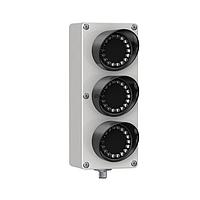 Banner Engineering SP350BRWPQ LED Traffic Signal Modules EZ-LIGHT Traffic Series: 3-Indicator Daylight Visible; Voltage: 15-30 V dc; Housing: Polycarbonate; IP65; Input: PNP; Colors: Blue Red White; 4-pin M12 Integral QD