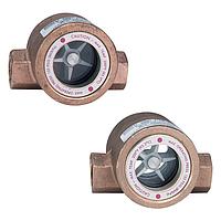 Dwyer SFI-300-2 Sight Flow Indicators, Brass/316 SS, Single/Double Windows, Rotating Impellers (Double Window, Impeller, Bronze Body, 2 in, Horizontal, Vertical)