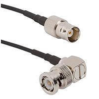 Amphenol RF 095-850-268M025 RF Cable Assemblies BNC RA Pl to BNC Str Jk RG-58 250mm