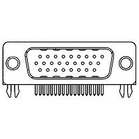 Amphenol Commercial Products L717HDA26PD1CHC309 High Density D-Sub Connectors Dsub, Stamped Signal 3A, High Density, Right Angle PCB Thru Hole, FP=8.89mm (.350"), 26 Pin, 0.76m (30 in) Gold, 4-40 Front Screwlock, Ground Tab, With Boardlock