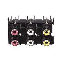 Same Sky (formerly CUI Devices) RCJ-61443322 PCB Mount Jack RCA jack, 6P, 2 x 3, rt, through hole, RD(2)/YL(2)/WH(2)