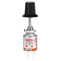 NKK Switches MRX204-BH Rotary Switches DP W/ 2-4 POS SMALL KNOB GRY