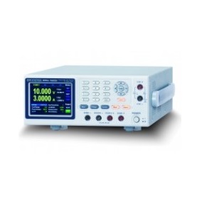 Technician performing calibration work on a DC power supply in a test environment