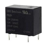 Same Sky (formerly CUI Devices) PR29-18V-S-450-1A-EF Power Relay 18.4 x 10.2 x 15.5 mm, 18 V, 10 A, SPST (1 Form A), Epoxy Sealed, Class F