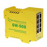 Brainboxes SW-508 Unmanaged Ethernet Switches Industrial 8 Port 10/100 Ethernet Switch