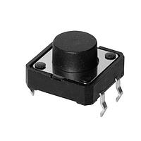 Same Sky (formerly CUI Devices) TS14-1212-55-BK-160-SCR-D Tactile Switch 12 x 12 mm 5.5 mm 160 gf Short Crimped Black Through Hole SPST