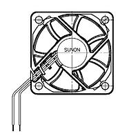 Sunon PMD1208PKB2-A.(2).GN Axial Axial Fan, 80x80x20mm, 12VDC, 49CFM, 0.31"H2O, Ball, Wire, Auto Restart