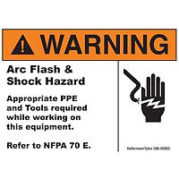 HellermannTyton 596-00905 Arc Flash Label Arc Flash Label, WARNING ARC FLASH AND SHOCK HAZARD, 5.0" x 3.75", PET, Orange/White, 10/pkg