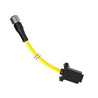 Banner Engineering DELSEF-41D Sensor Cables / Actuator Cables Cordset: Double Ended LS-Custom to M12; 12-pin Straight Female; 4-pin Straight Female; 0.3 m 5x22 Yellow PVC Jacket; PVC Black; Nickel-Plated Brass Coupling Nuts