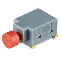 NKK Switches GP0115ACCG30-R Standard Switches .4VA 28AC/DC Red Cap OFF(ON) N.O. RA SMT