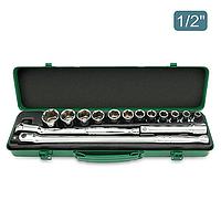 TOPTUL GCAD1510 1/2" DR. 6PT Flank Socket Set (15 pcs, 6PT, Satin)