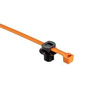 HellermannTyton 156-04030 Cable Mounting & Accessories 2-Piece Cable Tie with Fir Tree Mount, 8.0"L, 0.30 - 0.31" Mounting Hole, 50lb, PA66HIRHS/PA66HS, OG/BK, 500/pkg