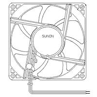 Sunon EF80251S3-1000U-A99 Axial Axial Fan, 80x80x25mm, 12VDC, 33CFM, 0.11"H2O, Sleeve, Wire, Auto Restart