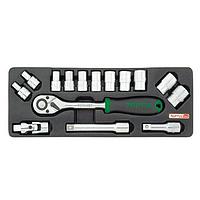 TOPTUL GCAT1502-  15PCS - 1/2inch DR. Flank Socket Set